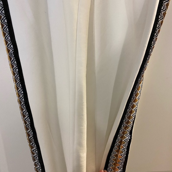 NWT Kobi Halperin Noa Pant, white stretchy pants, glittery side trim, size large - Picture 5 of 7